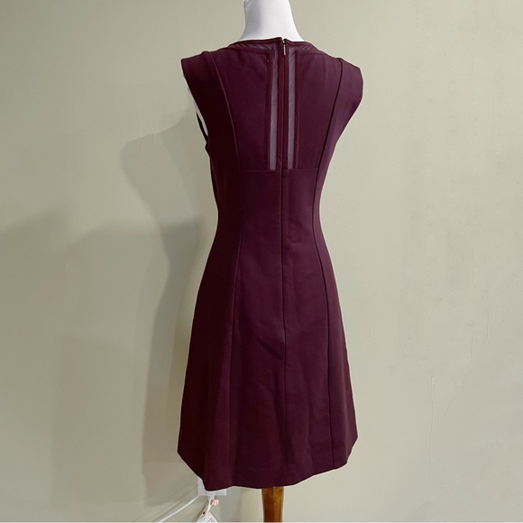 Rebecca Taylor Mesh Trim Ponte Sheath Dress Oxblood Burgundy Red size 2 Small S - Picture 5 of 11